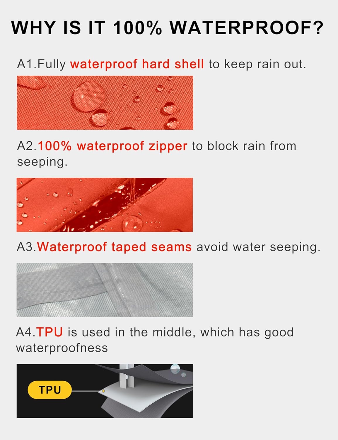 Little Donkey Andy Men's Rain Hiking Jackets Waterproof Windproof Breathable Shell Coats Travel Fishing