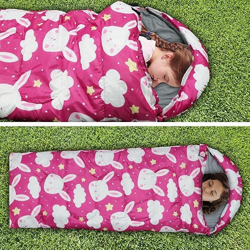 Miniatura 7 de Sacos de dormir para niños - Sacos de dormir para acampar con bolsa de transporte - Saco de dormir compacto para senderismo, mochilero para 3