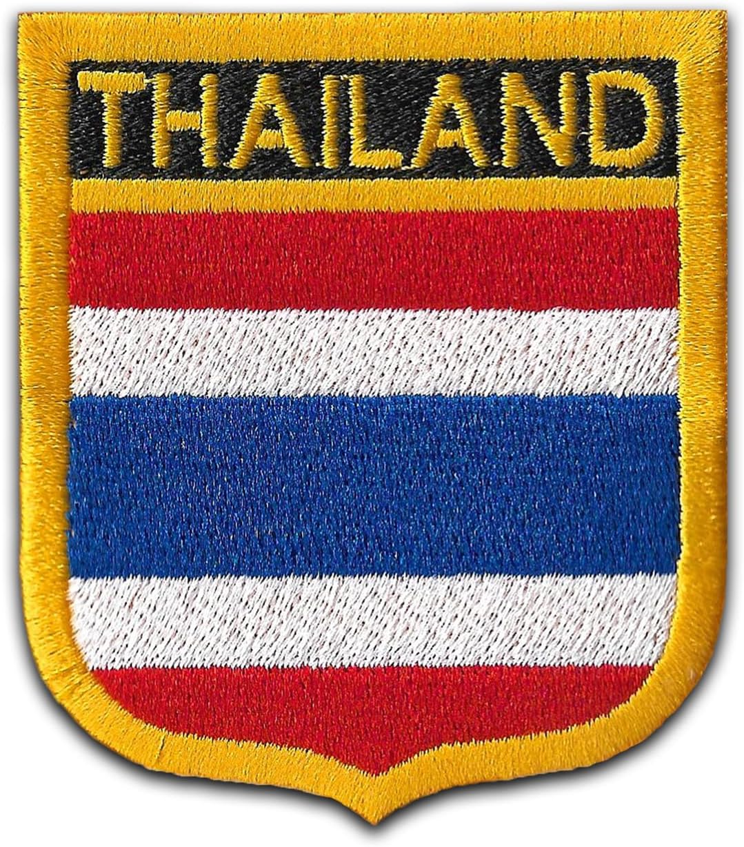 Patched Up Thailand Country Flag Embroidered Patches | Durable Embroidery Sticker | Iron On Patch for Jackets, Jeans, Bags, Clothes | Decorative Cloth Badge for Biker, Military, Travel (3 x 2.5 Inch)