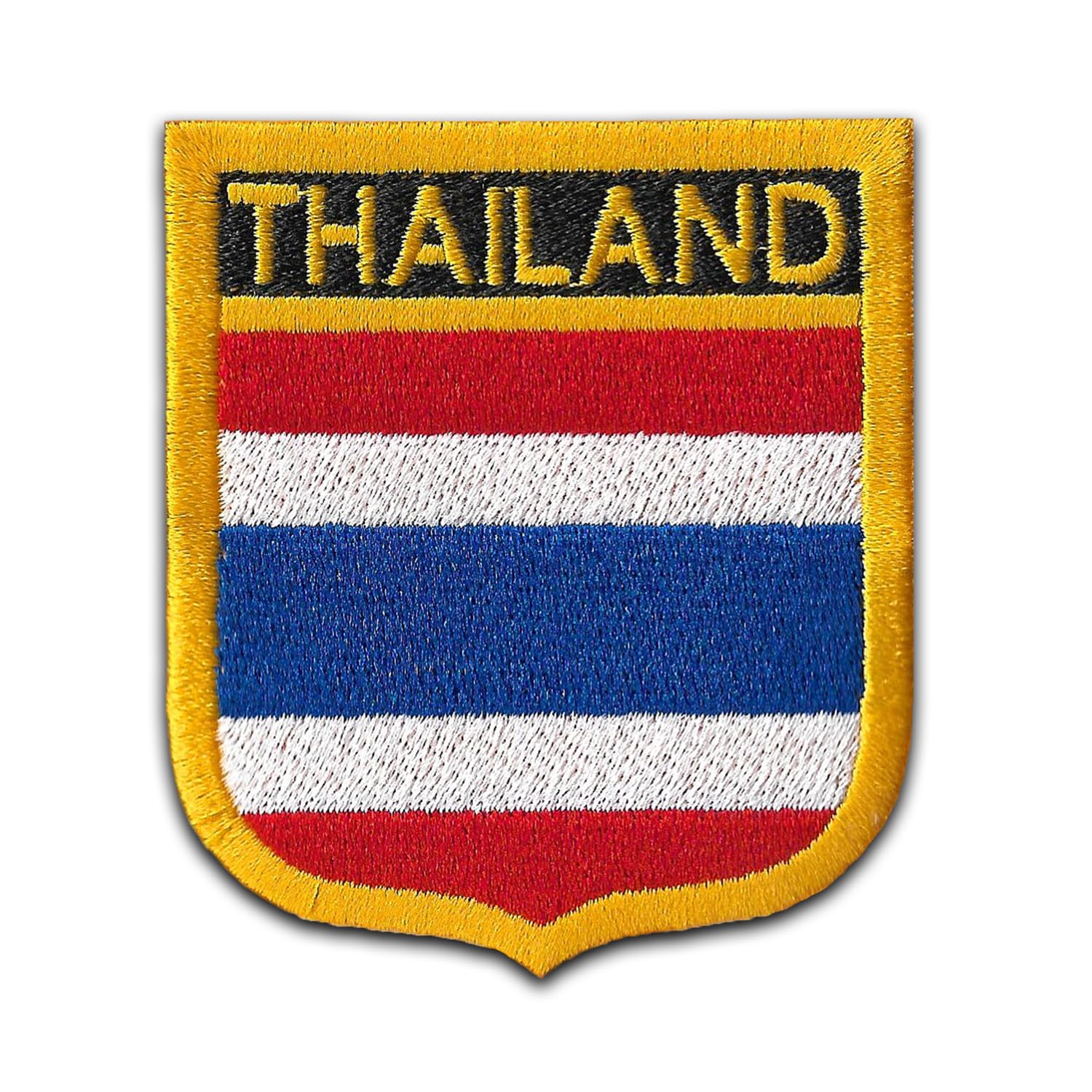 Patched Up Thailand Country Flag Embroidered Patches | Durable Embroidery Sticker | Iron On Patch for Jackets, Jeans, Bags, Clothes | Decorative Cloth Badge for Biker, Military, Travel (3 x 2.5 Inch)
