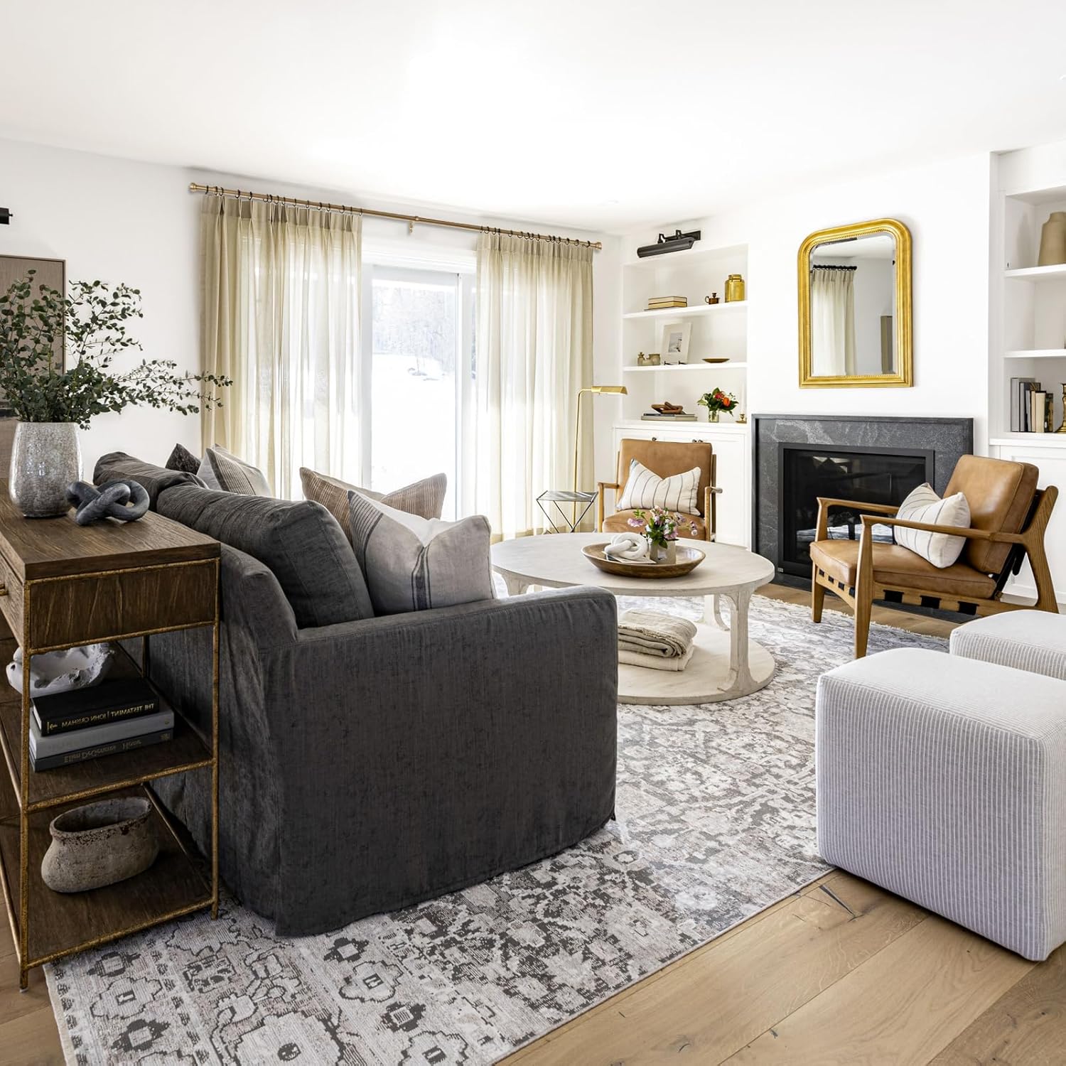 16-120 Inch Curtain rods, 1 Inch Diameter Splicing and Telescoping Structure Window Treatment Rods Set Adjustable Drapery Rods Heavy Duty Pole, Warm Gold