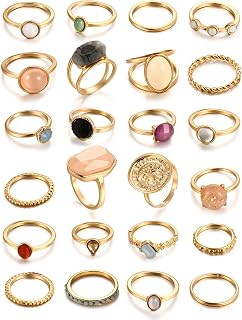 iFYOU 25PCS Gold Stackable Rings for Women - Chunky Knuckle Midi Finger Rings Set, Trendy Stacking Jewelry Gift for Thin Fingers
