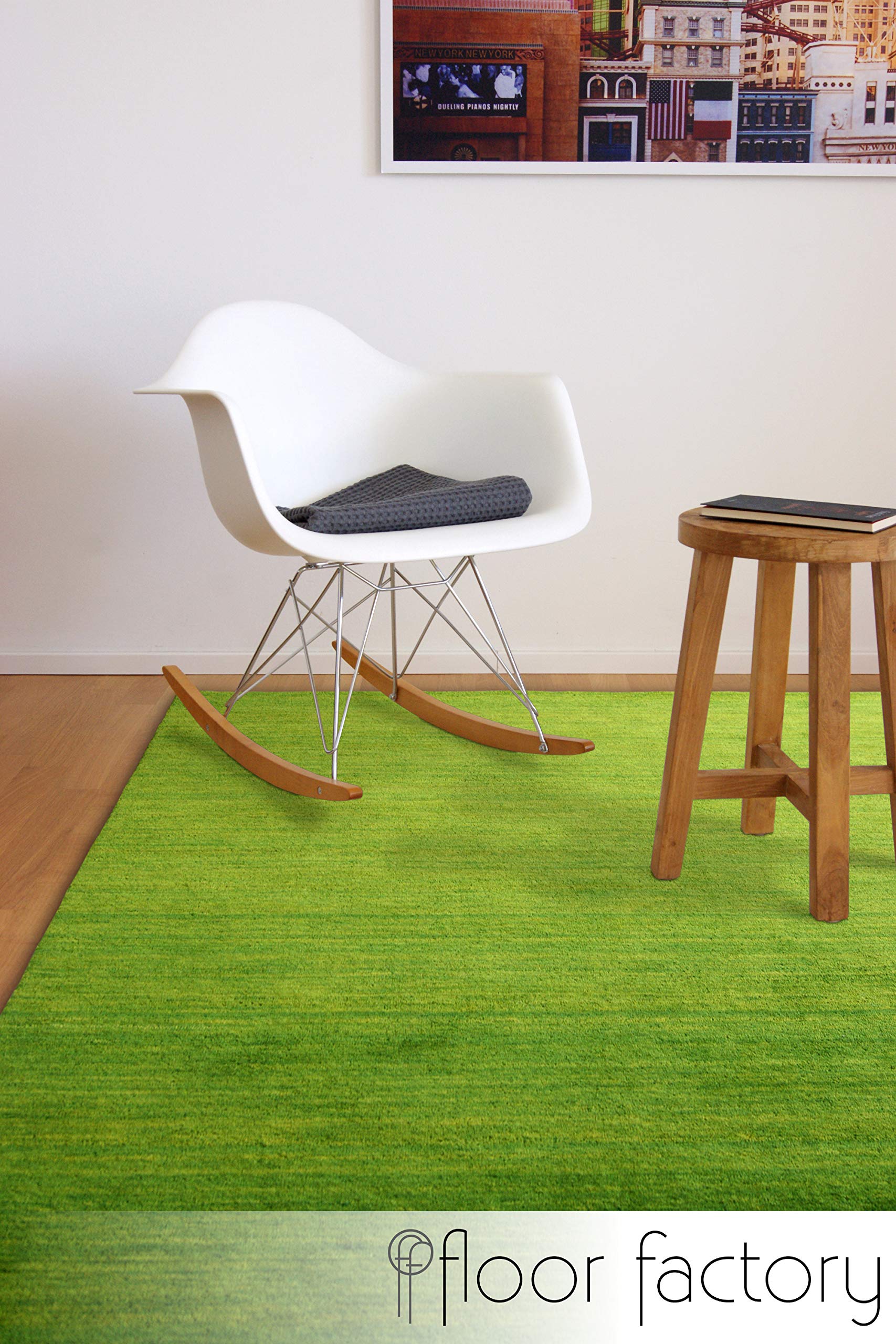 Gabbeh Teppich Karma grün 120x170 cm - handgefertigt aus 100% Schurwolle