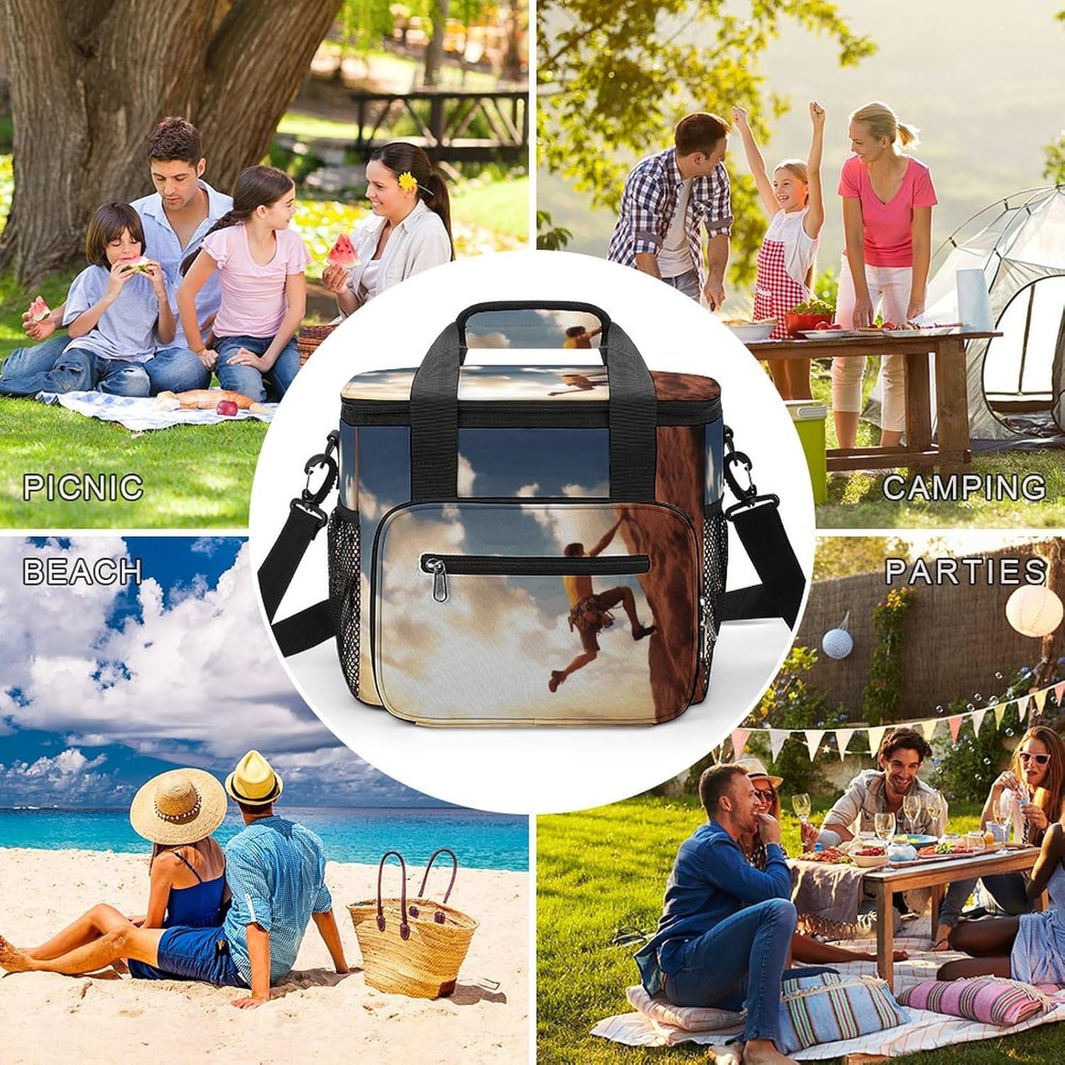 Rock Climbing Sports Cooler Bags Portable Soft Cooler Bag Lightweight Ice Chest Insulated Lunch Bags Camping Cooler Bag Cooler Lunch Tote Coolers for Picnic Travel Beach