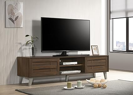 DeckUp Bei-L Engineered Wood TV Unit (Walnut, Matte Finish)