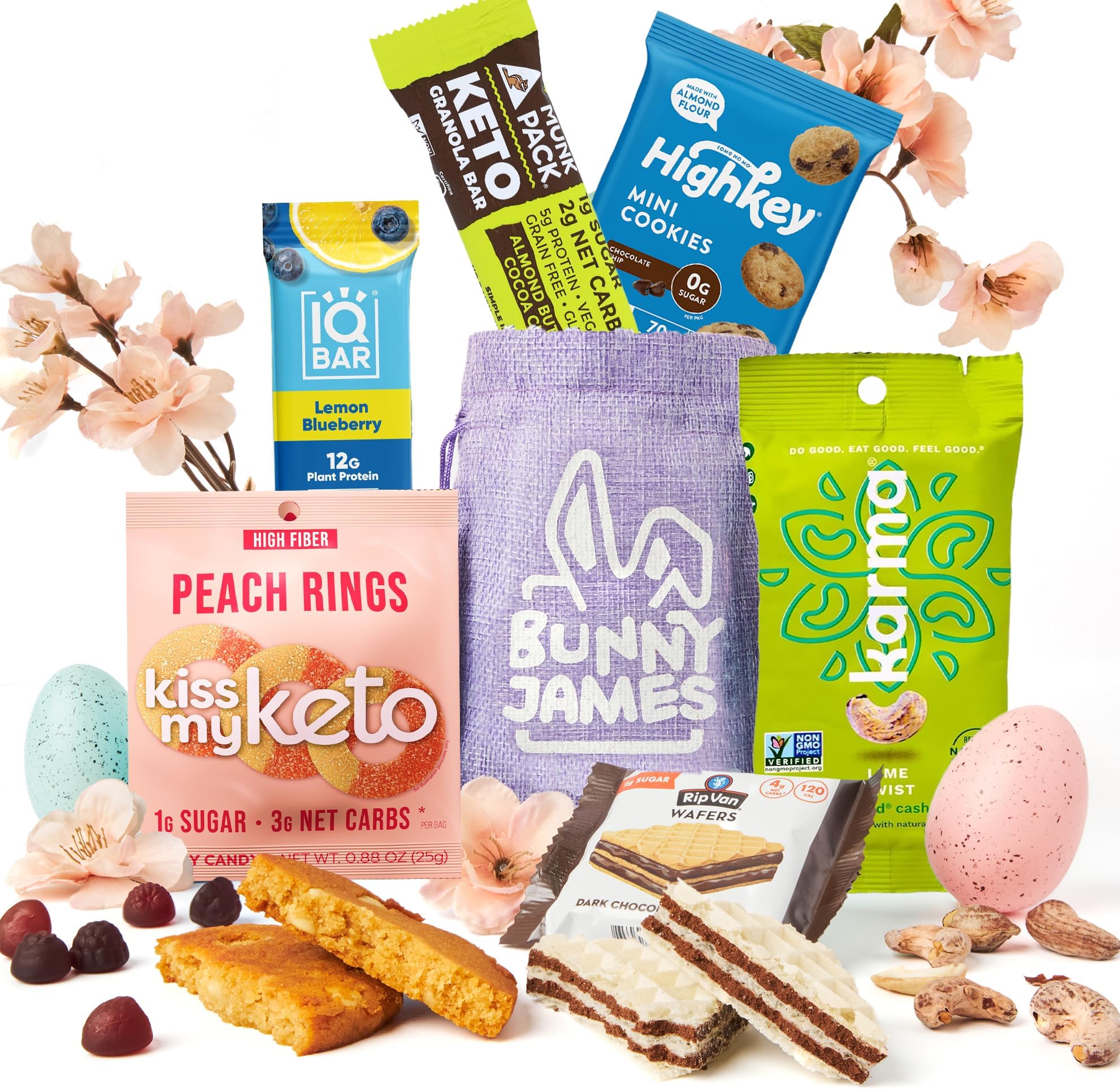 Diabetic Keto Gift Bag - Prefilled w Keto Candy & Basket Stuffers - Premade Gifts for Mom, Women - Healthy Adult Basket Alternative Filled w Goodies & Treats