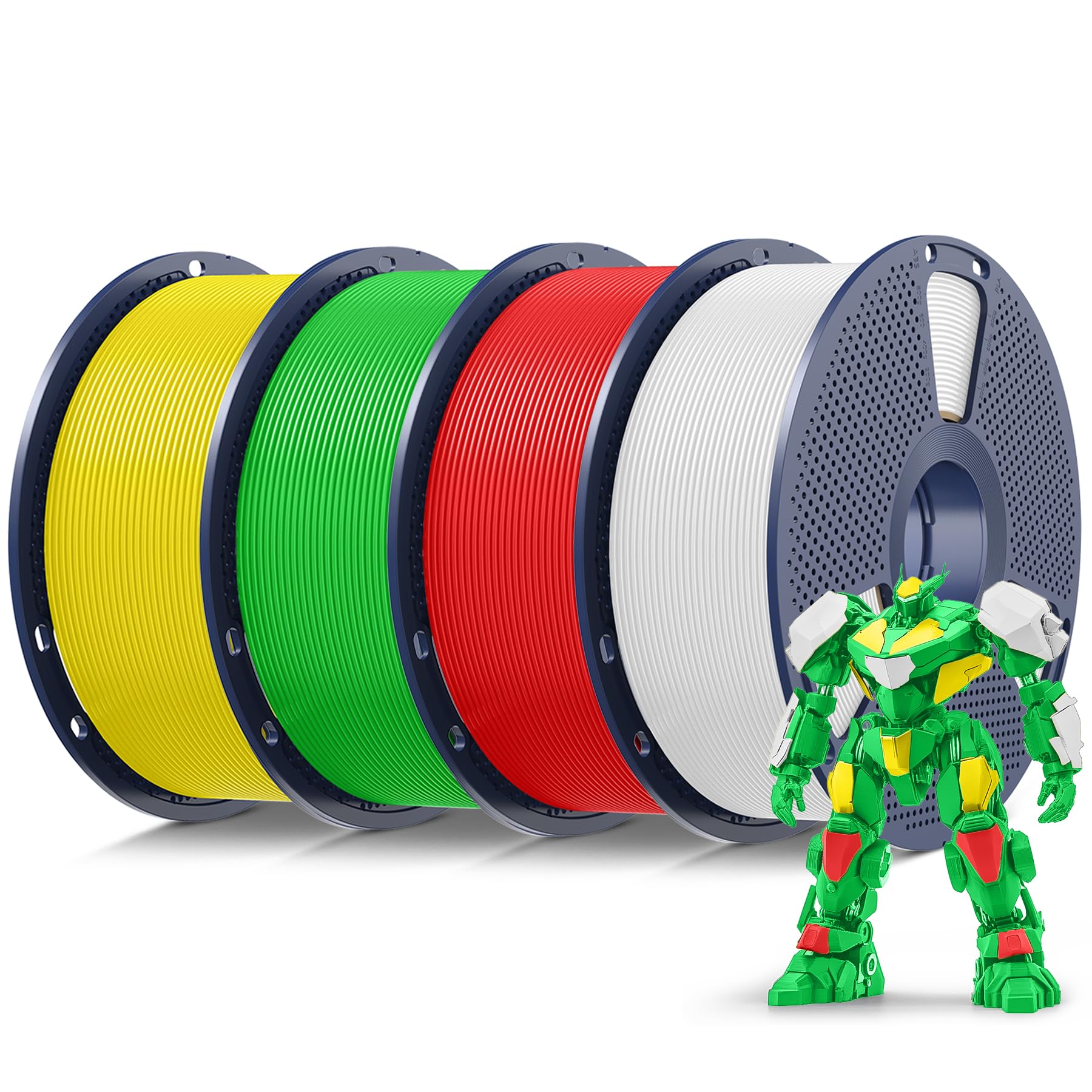 SUNLU PLA 3D Printer Filament, Multicolor, 4-Pack, 4KG Total