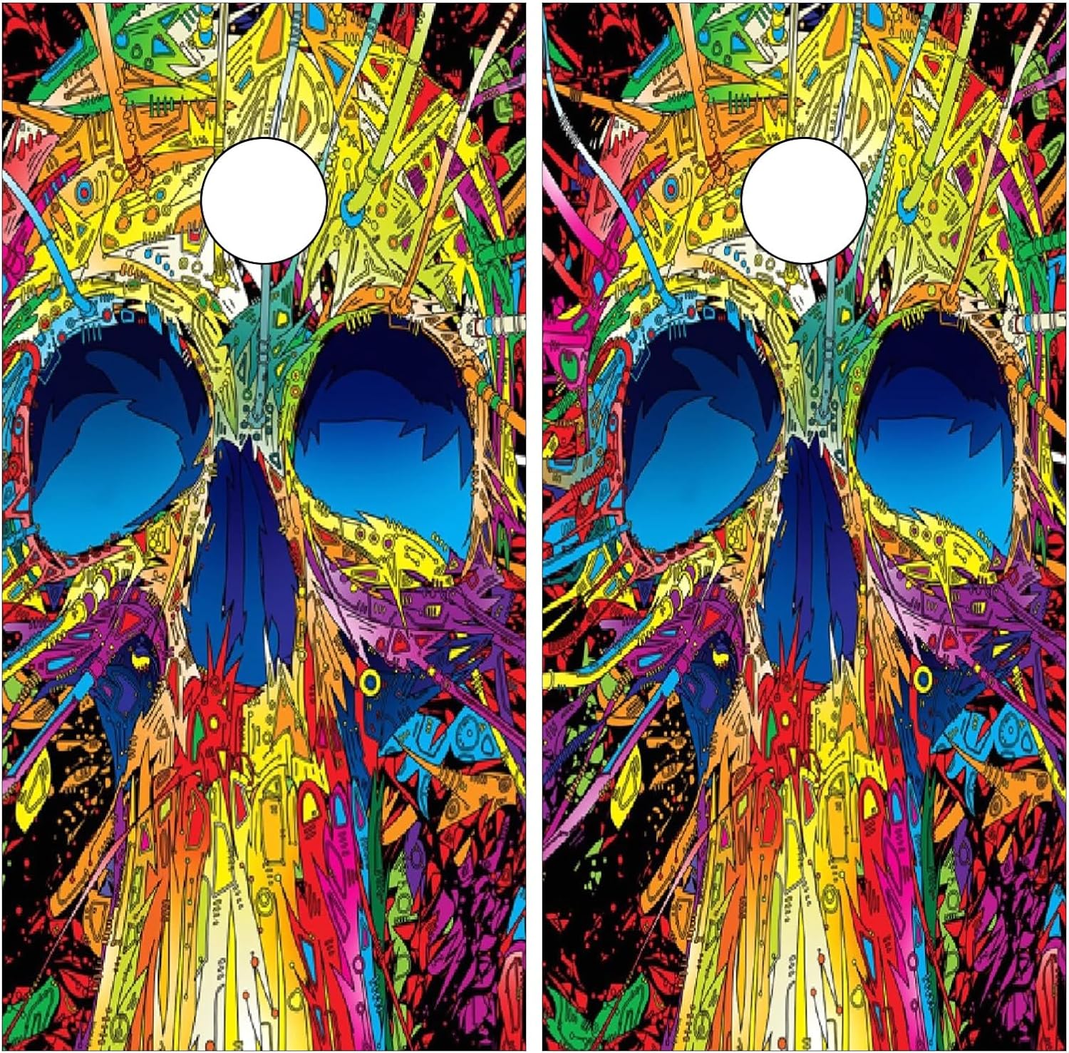Cornhole Board Wraps Psychedelic Skull Cornhole Skins for Boards,Skin Decal Vinyl Wrap for Cornhole Game Board Bag Toss (2xpcs.)