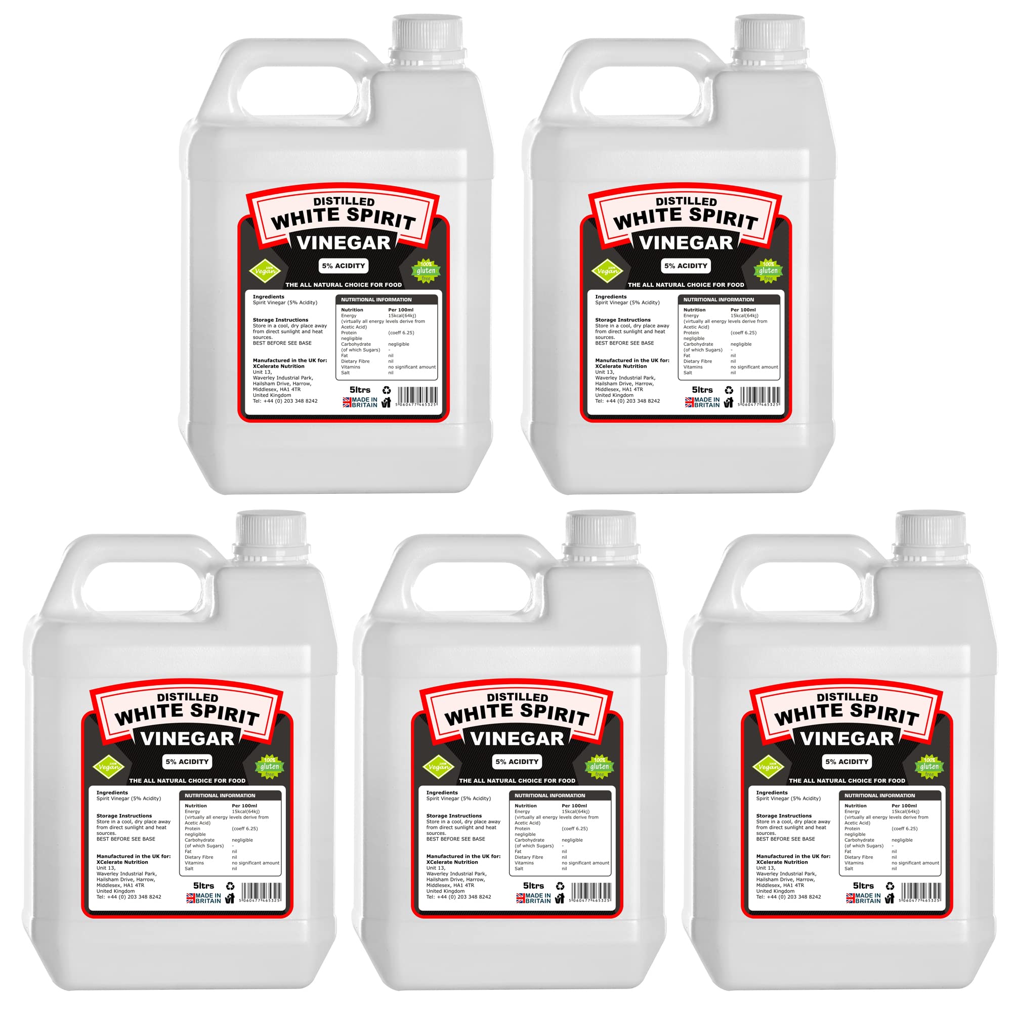 Buy XCelerate tion Distilled White Spirit Vinegar 25LTR 5L Pack of 5