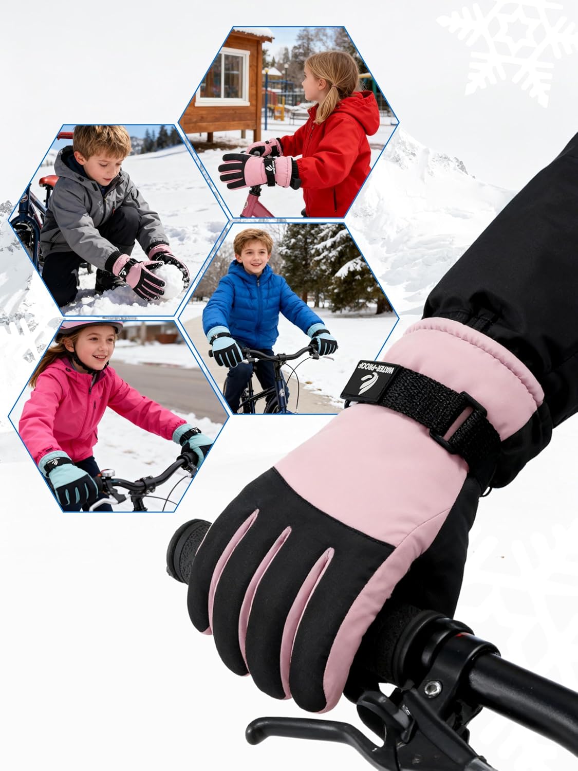 Kids Winter Gloves Waterproof Snow Ski Gloves for Boys Girls Warm Adjustable Accessories for Cold Weather - Image 4