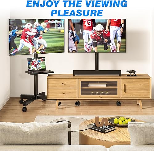 Miniatura 9 de Rfiver Carrito de TV móvil para televisores de pantalla plana LCD LED de 23 a 60 pulgadas de hasta 88 libras, altura ajustable, estante rodante