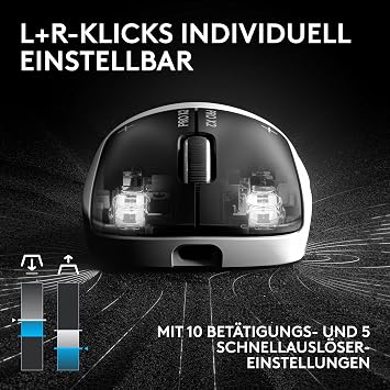 Logitech G PRO X2 SUPERSTRIKE Lightspeed Wireless Gaming Mouse Super Fast Ultra Lightweight (61g) Customizable Click Feel USB C Charging for PC/Mac/Laptop - White