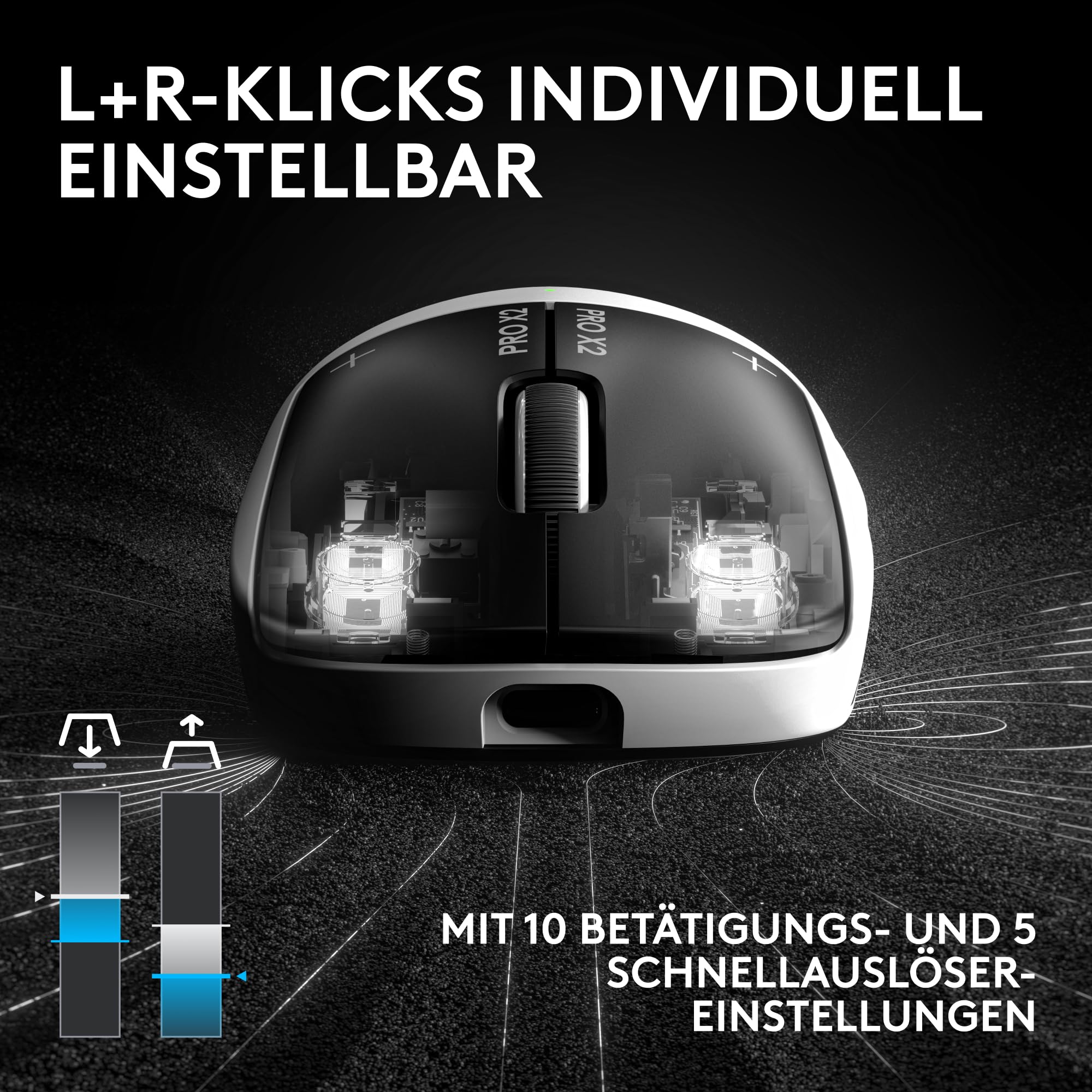 Logitech G PRO X2 SUPERSTRIKE Lightspeed kabellose Gaming-Maus, super schnell, äußerst leicht (61 g), anpassbare klick-Haptik, USB-C-Aufladung, für PC/Mac/Laptop - Weiß