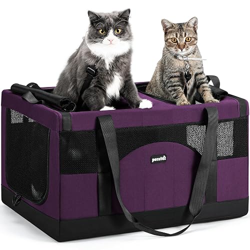 Pecute Cat Carrier, Soft Double Crate, Purple