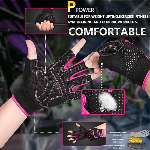 Miniatura 5 de MOREOK Guantes de entrenamiento de gimnasio para hombres y mujeres, almohadilla de gel de 0.118in dedo 34 guantes de levantamiento de pesas, guantes