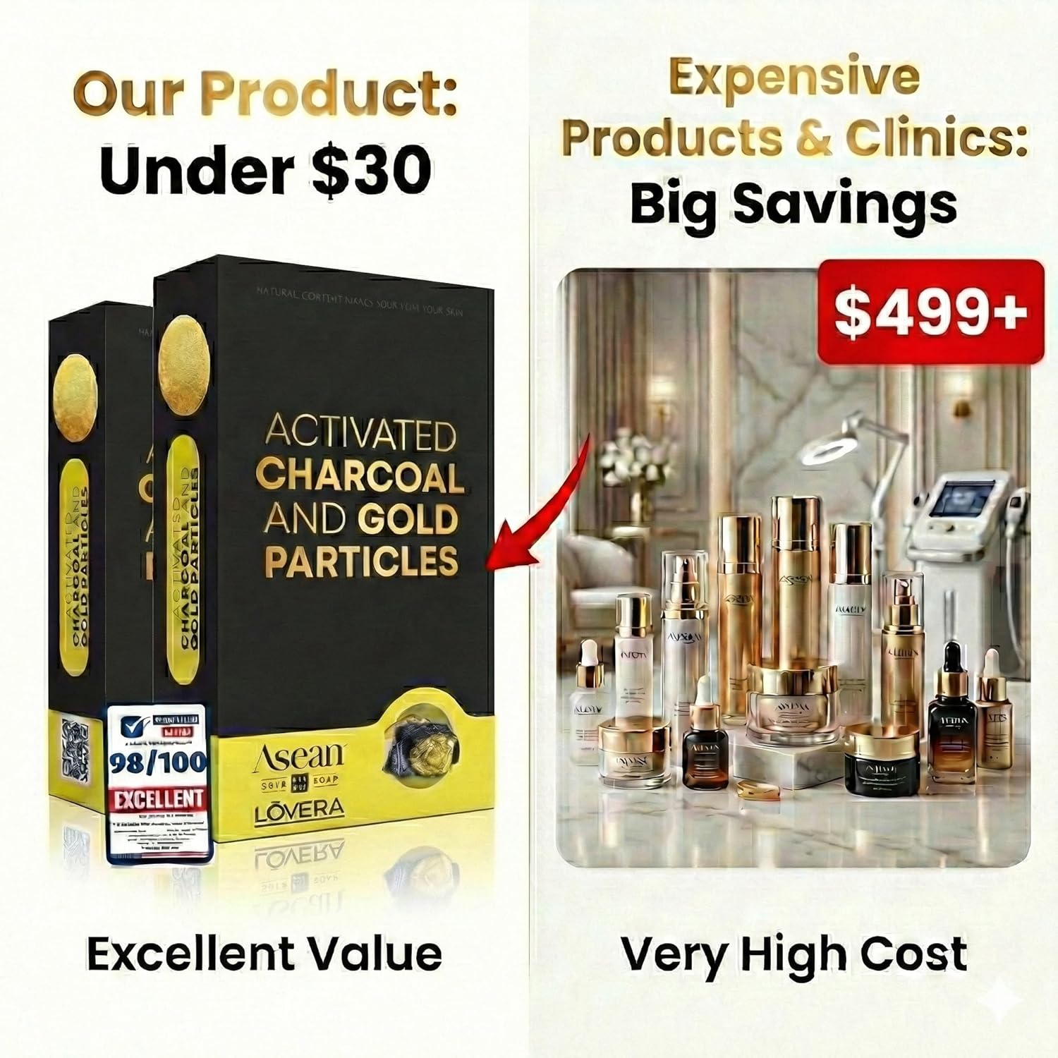 M T ELSORADY Premium 2X African Black Soap with 24K Gold Collagen Vitamin C Natural Handmade Charcoal Bar for Deep Cleansing Brightening Acne Control Face & Body 100% Egyptian - Image 2