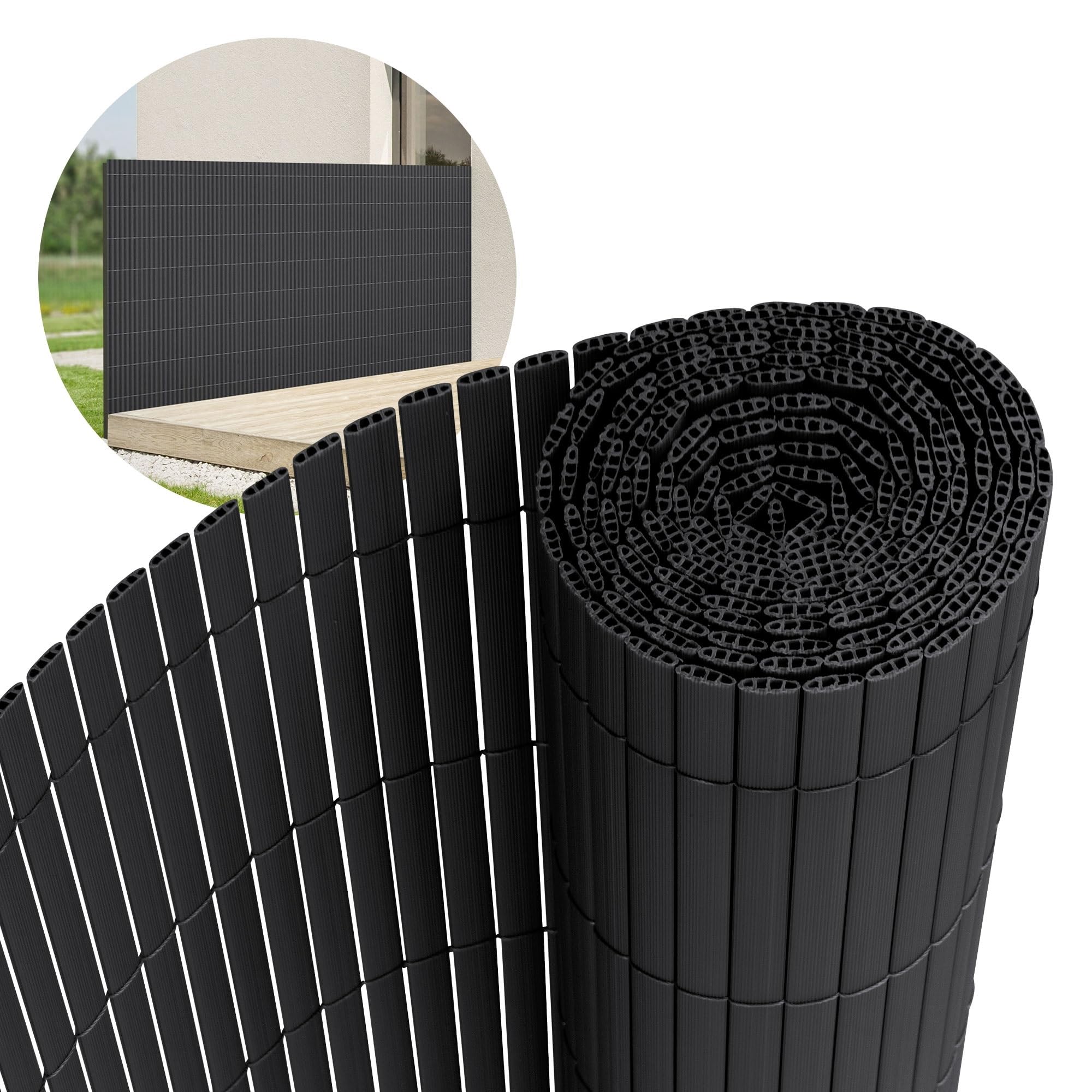 ECD Germany Filet de Protection Visuelle PVC 120x300 cm, Anthracite, Brise-Vue Triple Renforcement, Pare-Vent, Canisse Opaque Étanche/Résistant aux UV, Natte Cache-Clôture pour Jardin Balcon Terrasse