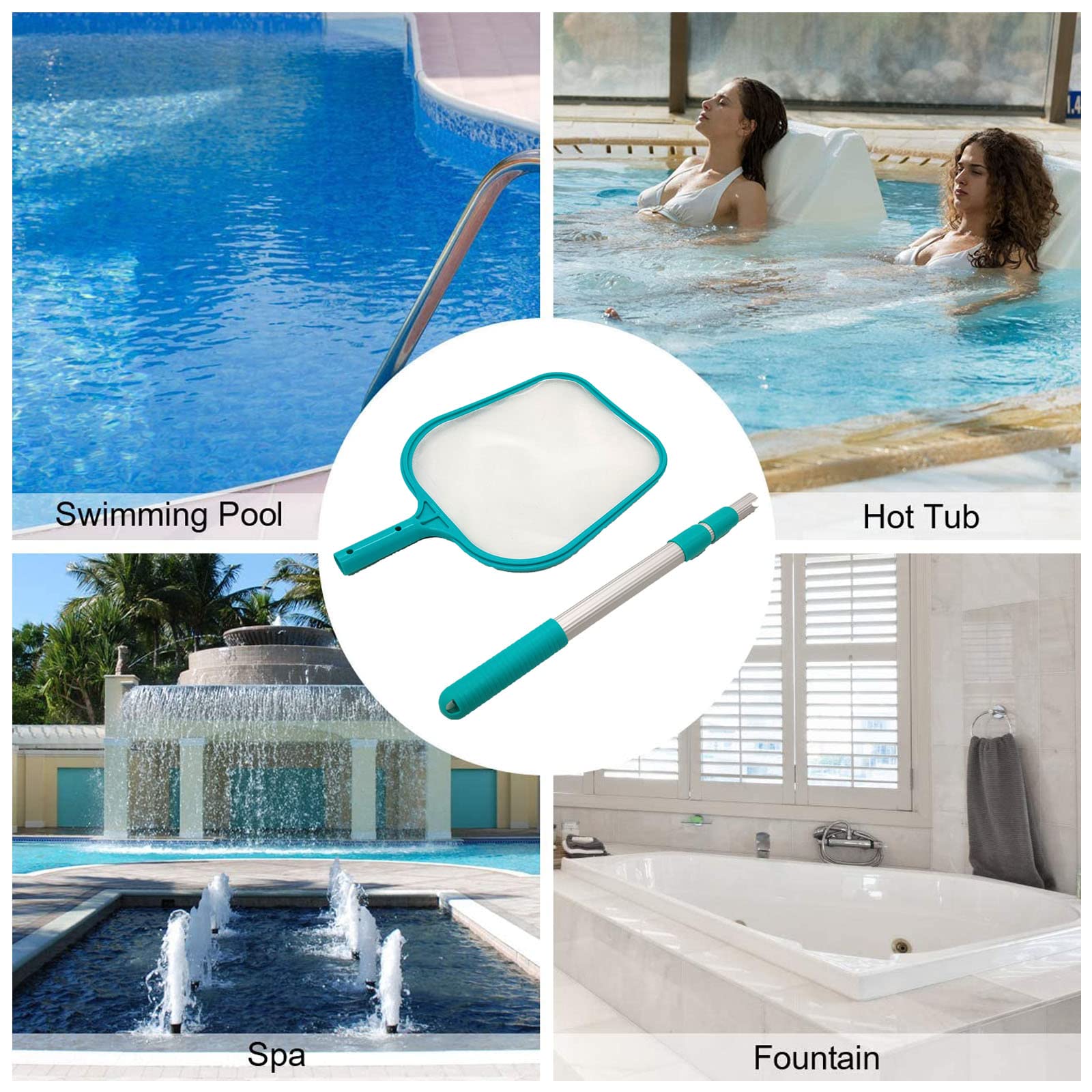 Questo retino per Piscina, retino Professionale per Piscina (con Barra di Giunzione), retino a Maglie per la Pulizia della Superficie di Piscine e vasche idromassaggio, per Una Rapida rimozi