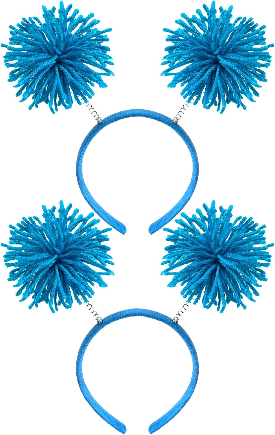 BleSky 2PCS Blue Fuzzy Headband Blue Pom Pom Headwear for Halloween Costume School Festivals Party