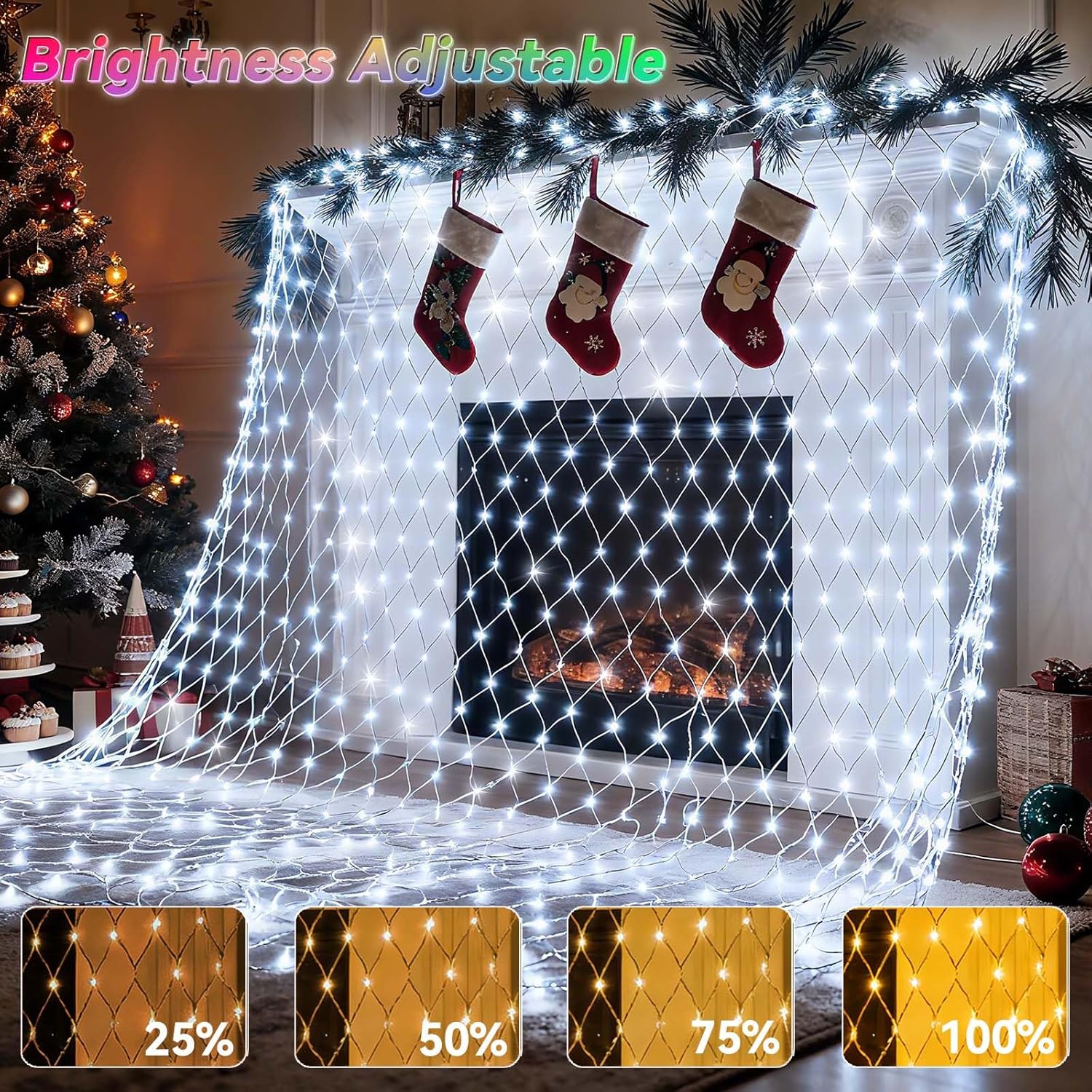 LitHome 10 x 10FT Christmas Net Lights Outdoor, 35 Colors Changing 240 LED Christmas Net Lights with Remote Connectable, 9 Modes RGB Mesh Light Plug in for Bushes, Xmas, Garden, Gazebo, Holiday Decor