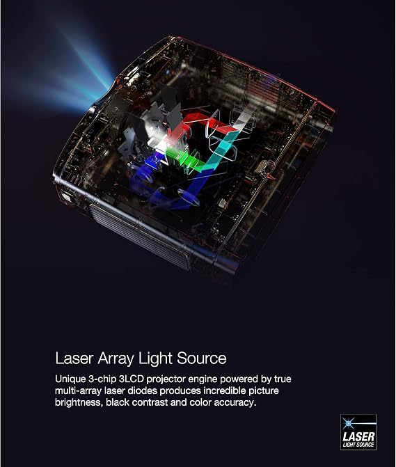 Epson Home Cinema LS11000 4K PRO-UHD Laser Projector, HDR, HDR10+, 2,500 Lumens Color & White Brightness, HDMI 2.1, Motorized Lens, Lens Shift, Focus, Zoom, 3840 x 2160, 120 Hz, Home Theater, Gaming
