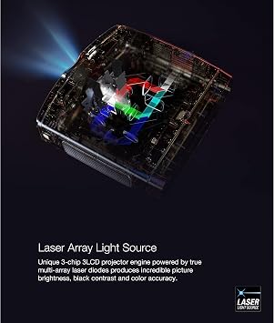 Epson Home Cinema LS11000 4K PRO-UHD Laser Projector, HDR, HDR10+, 2,500 Lumens Color & White Brightness, HDMI 2.1, Motorized Lens, Lens Shift, Focus, Zoom, 3840 x 2160, 120 Hz, Home Theater, Gaming