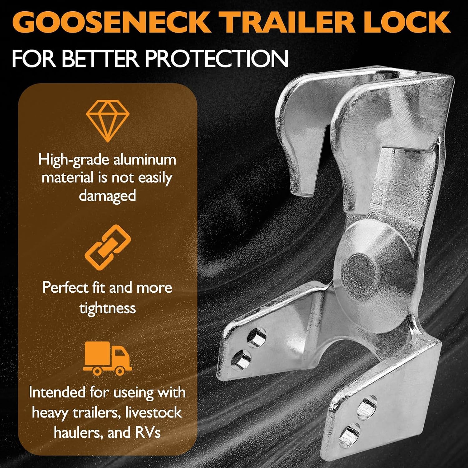Gooseneck Trailer Hitch Locks Model TL-50 Coupler Trailer Lock, Gooseneck Hitch Lock Fit for Heavy Trailers, Livestock Haulers and RVs - Silver