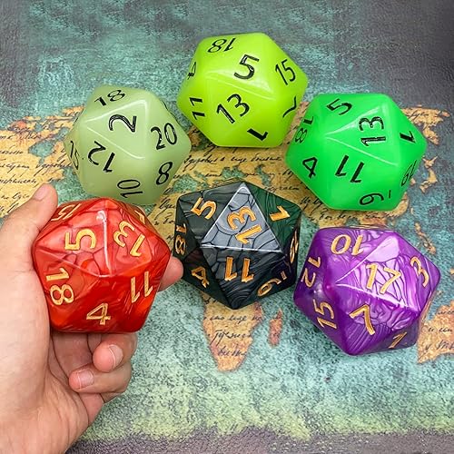 Miniatura 7 de Dados grandes D20 de 2.165 in, dados DND de 20 lados, dados poliédricos gigantes D20, dados grandes D20, juego de dados D&D de 20 lados para