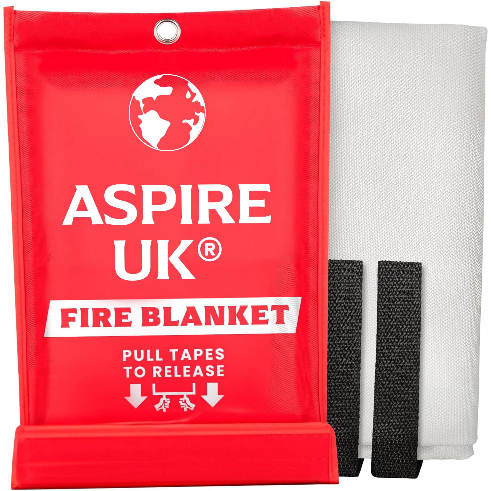 ASPIRE UK Fire Blanket 1M x 1M – 1 Pack Fibreglass Fire Suppression Blanket, Designed for Kitchen, Home, Office, Camping & Caravan Use, Emergency Safety Blanket for Cooking & Small Fires