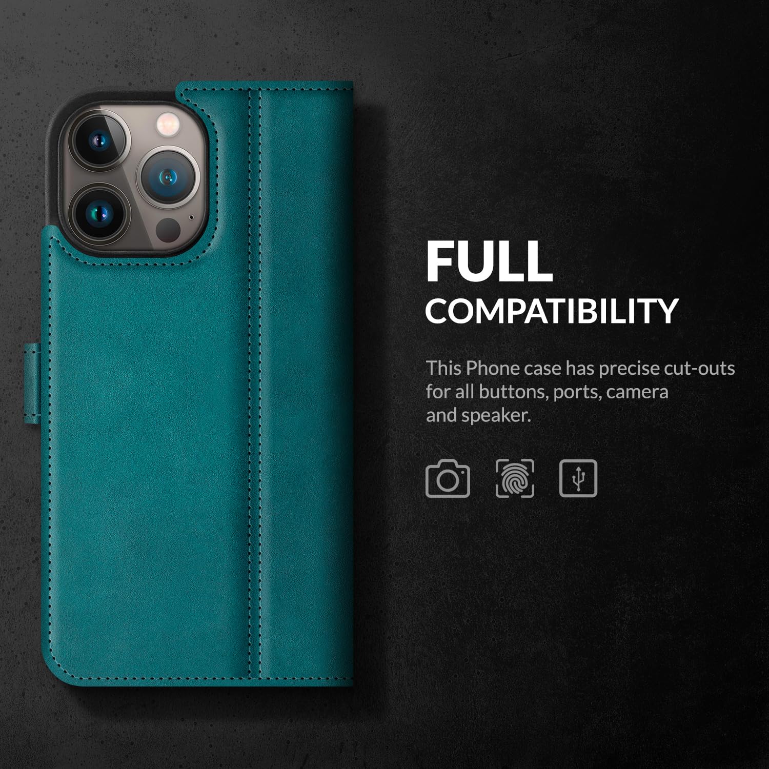 Surazo Leather Wallet Mobile Phone Case Compatible with Apple iPhone 15 Pro - Image 3