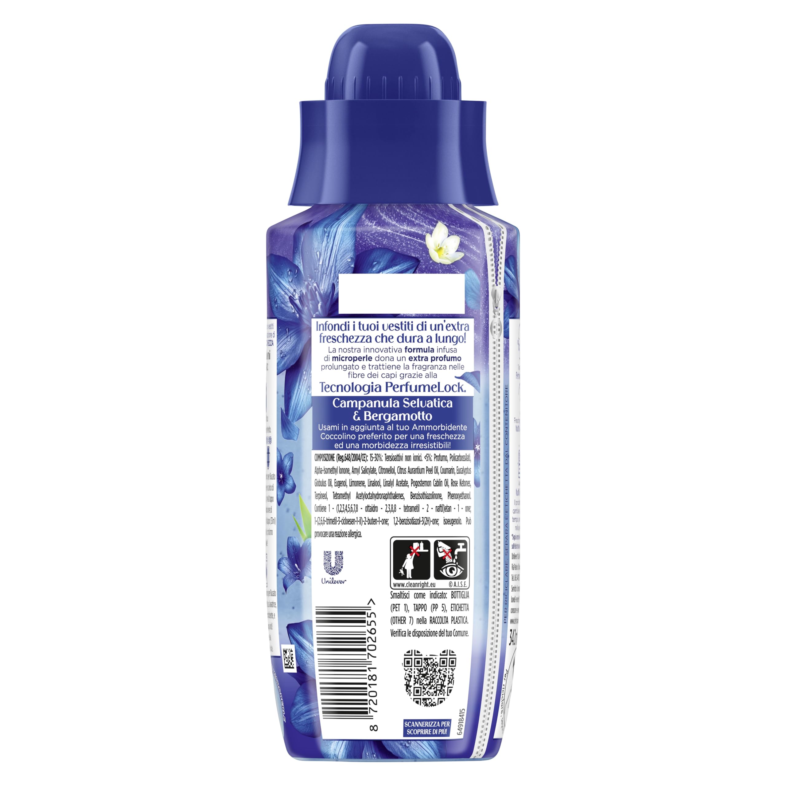 Coccolino Profumo per Bucato Campanula selvatica e bergamotto, Extra Freschezza a lungo. Efficace Anche a Freddo e nei Cicli Brevi, 12 x 342ml