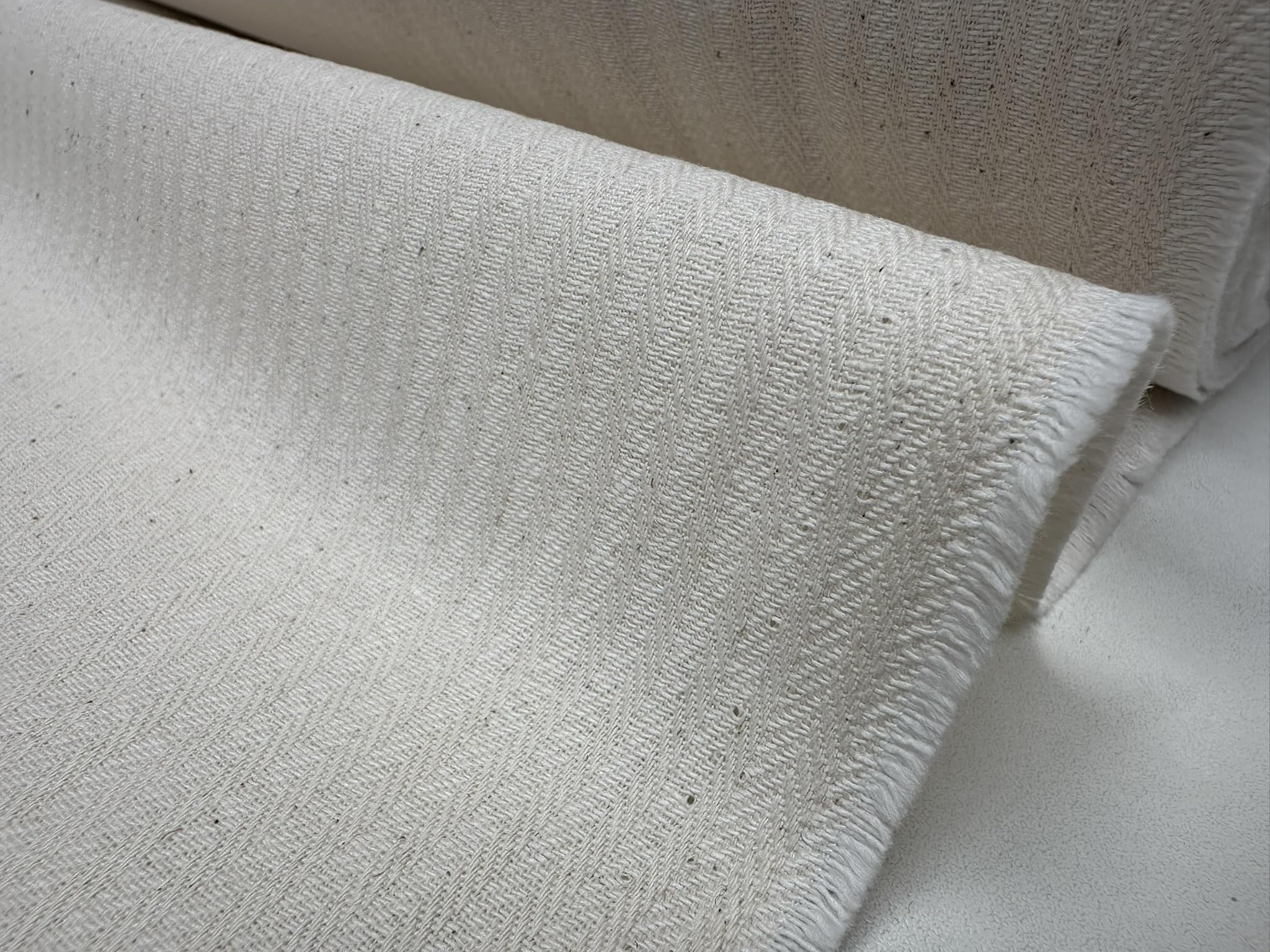 Herringbone Ticking Stripe Fabric Linen Look Cushion Material Striped Cream Lines Home Decor Dressmaking - 140cm Wide - Sold by The Metre - Cream