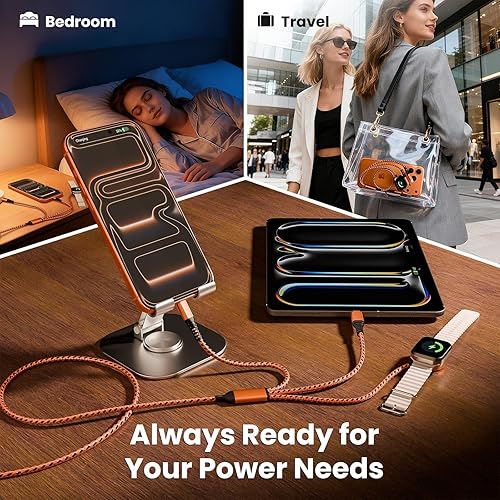 Miniatura 7 de Cargador de viaje para Apple Watch, cable de carga múltiple 3 en 2 con Lightning/USB C/iWatch, cargadores de viaje para múltiples dispositivos,