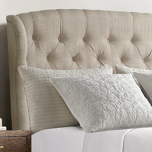 Miniatura 30 de Rosevera Marcelle - Marco de cama con respaldo de alas con cabecera ajustable de diseño distintivo, tapizado con botones para dormitorio, soporte de