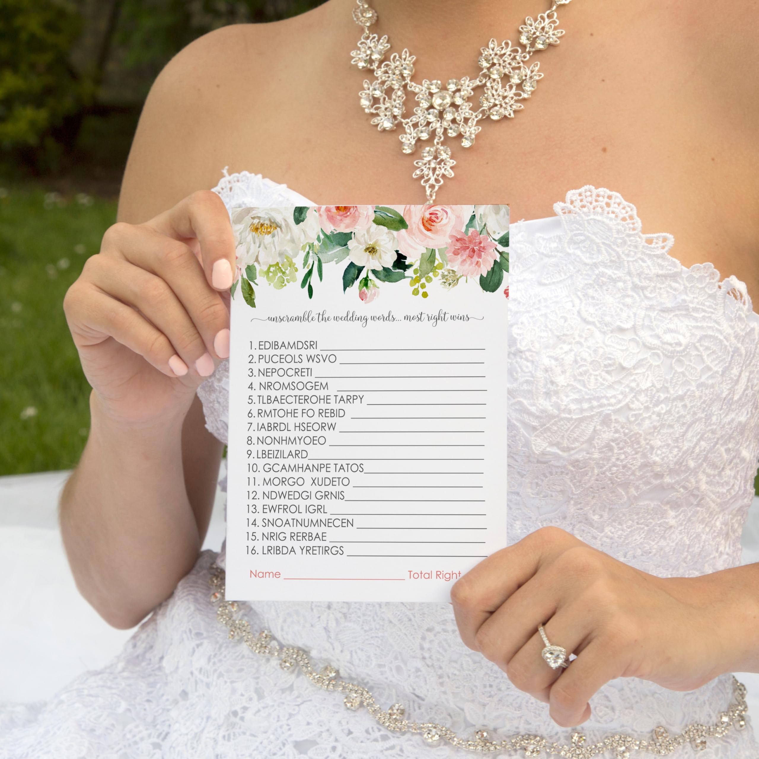 Black & Gold Bridal Shower Game - 25 Wedding Word Scramble Cards For Engagement Parties