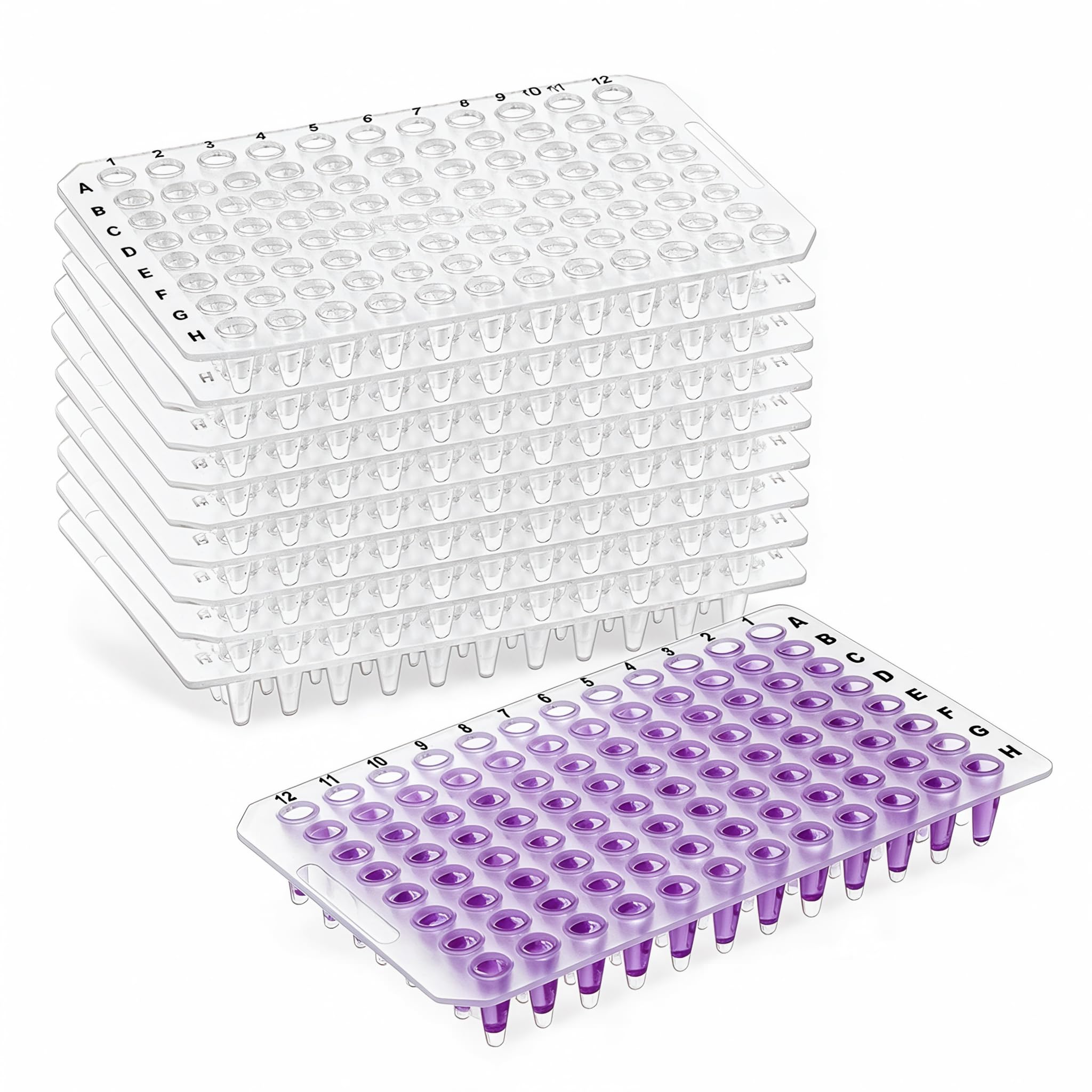 Piastre PCR a 96 pozzetti da 0,1 ml, trasparenti, non rivestite, 15 pezzi
