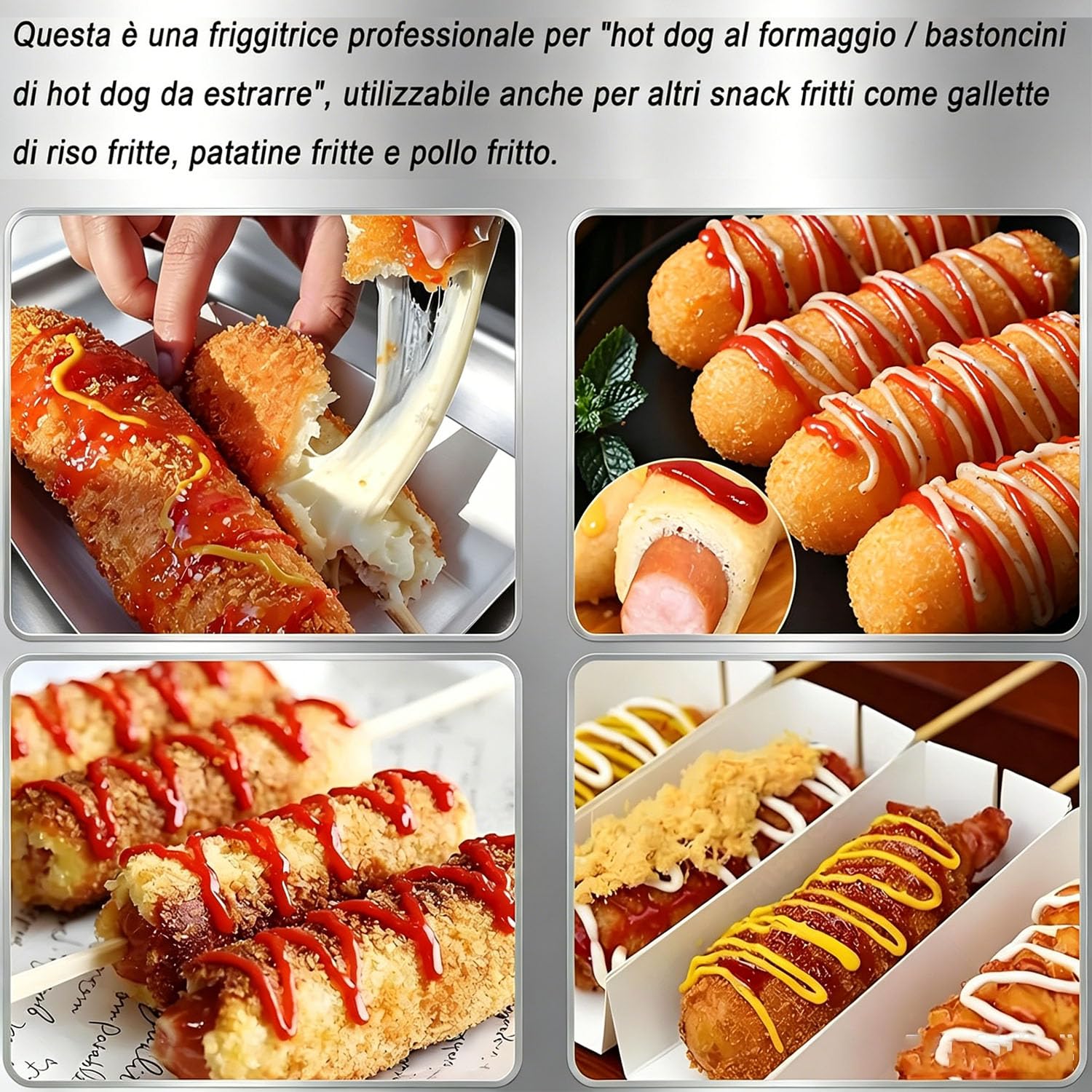 Friggitrice Commerciale Macchina per Produrre Bastoncini di Hot Dog per Formaggio Commerciale Friggitrice per Corn Dog da Inox per Ristorante, Cucina Domestica Snack Bar