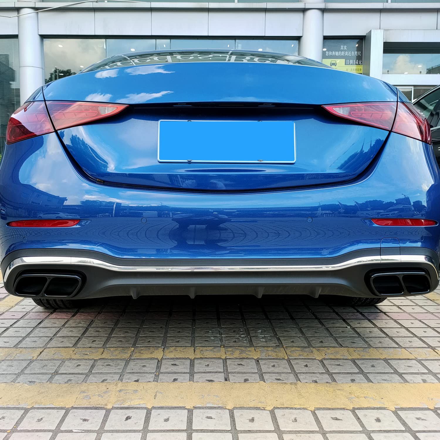 Diffusore di scarico cromato acciaio inox 2 pezzi nero per Classe C W206 T S206 AMG Line 2022