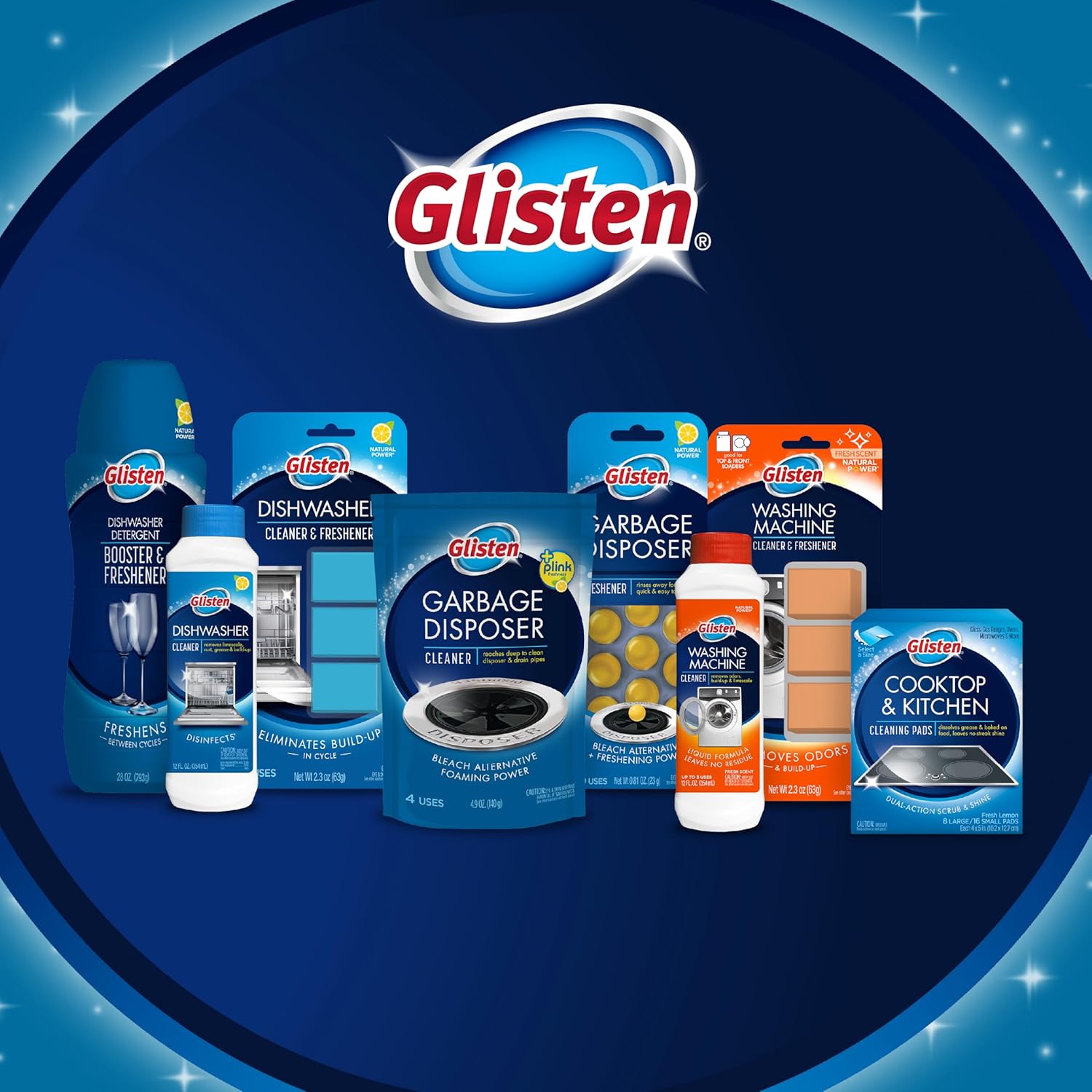 Glisten Dishwasher Cleaner, Removes Limescale, Rust, Buildup, and Grease, Lemon Scent, 12 Ounce Bottle, 6-Pack