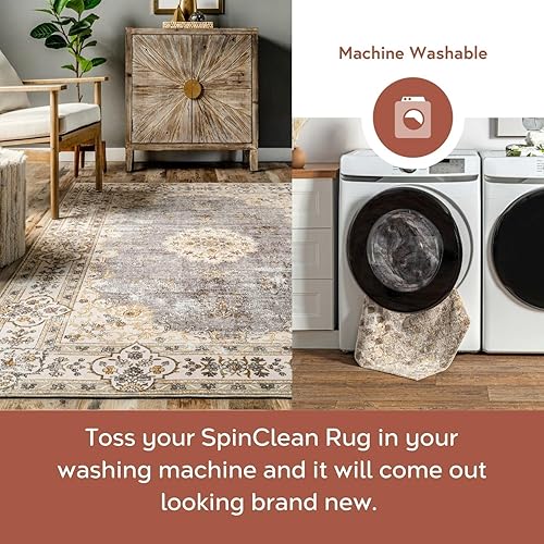 Miniatura 3 de nuLOOM SpinClean - Alfombra de área lavable a máquina, resistente a las manchas con base antideslizante, perfil bajo para sala de estar, dormitorio
