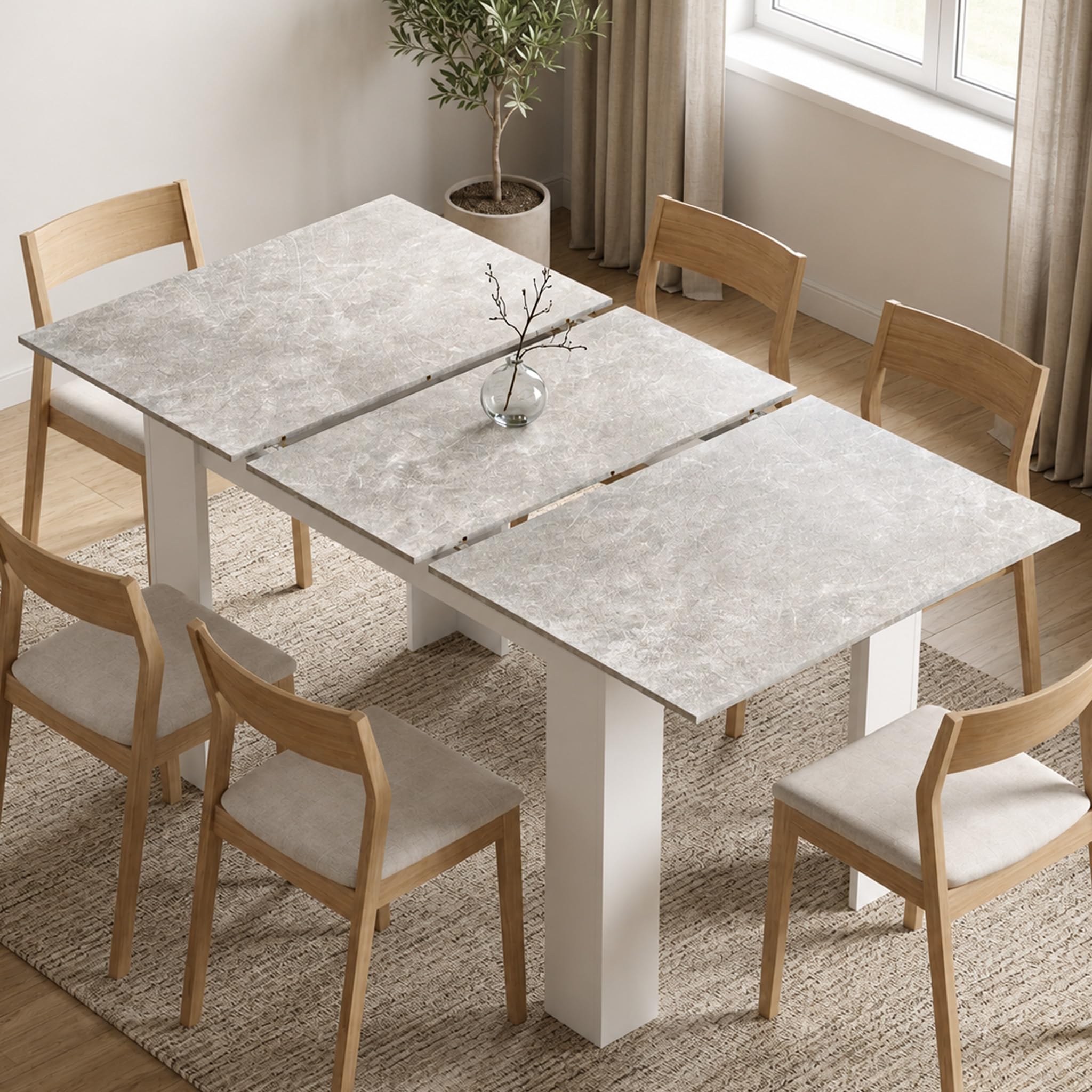 Mondeer Extendable Dining Table 120-160cm, Kitchen Table for 4-6 People