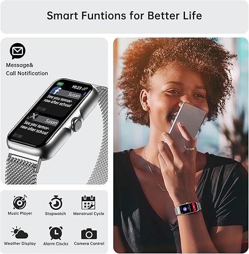 Miniatura 3 de Rastreador de actividad física, reloj inteligente con monitor de frecuencia cardíaca 247 y oxígeno en sangre, rastreador de sueño con IP68