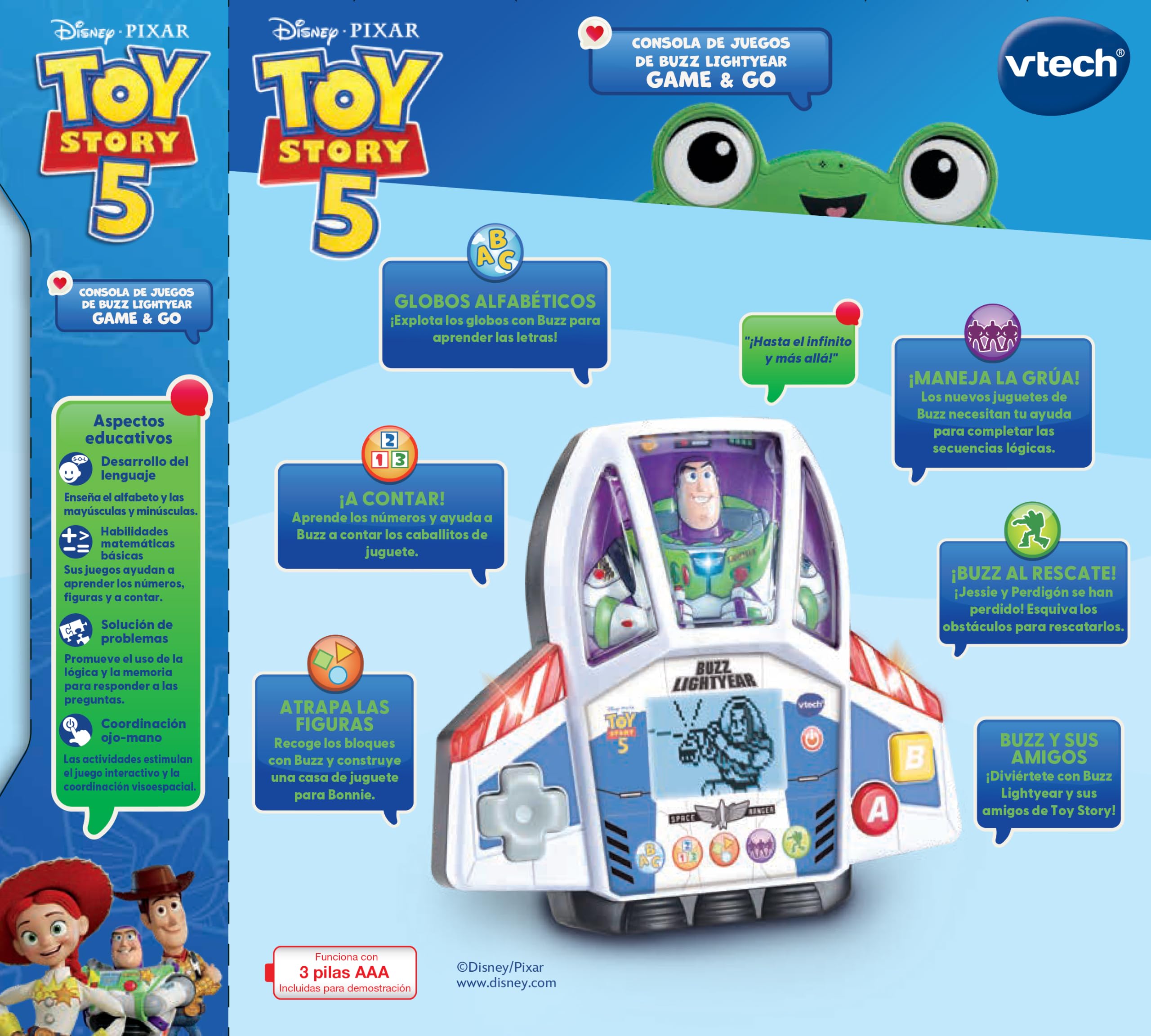 VTech - Konsola do gier Buzz Lightyear Game & Go, zabawka dla dzieci w wieku +3 lat, wersja ESP