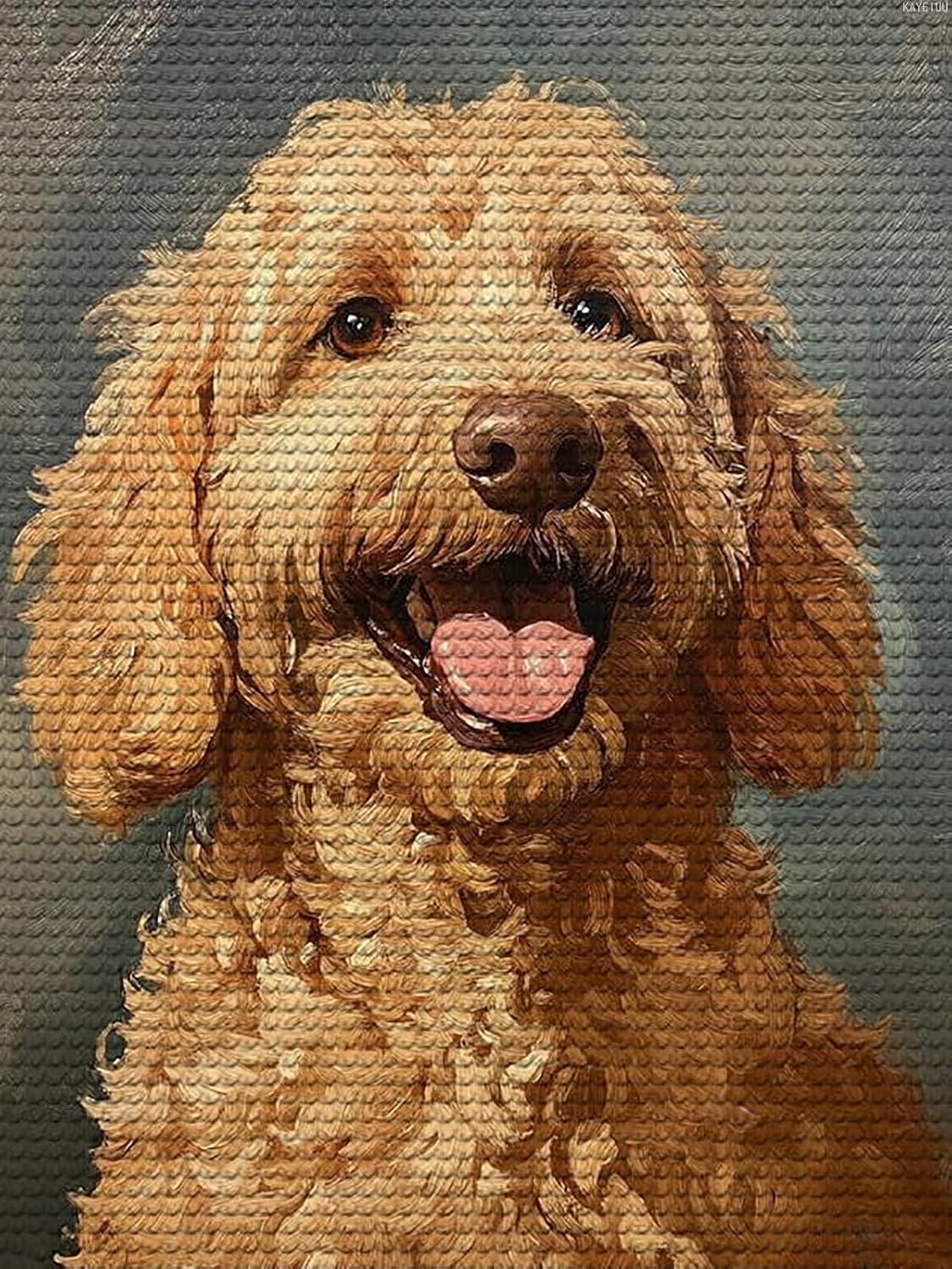 KAYEIUU 5D Diamond Painting Kits for Adults, Goldendoodle Dog Full Drill Diamond Painting Kits for Beginner, DIY Cute Dog Round Diamond Dots for Adults Art Home Wall Decor 12x16 inch