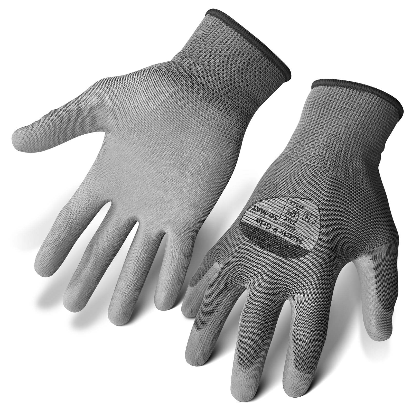 Matrix P-Grip Multipurpose Seamless Comfort Fit Hard Wearing Abrasion Resistant Utility Gloves | Automotive, Construction, Engineering, Manufacturing, Warehousing (24 Pair | Grey, Medium | Size 8)