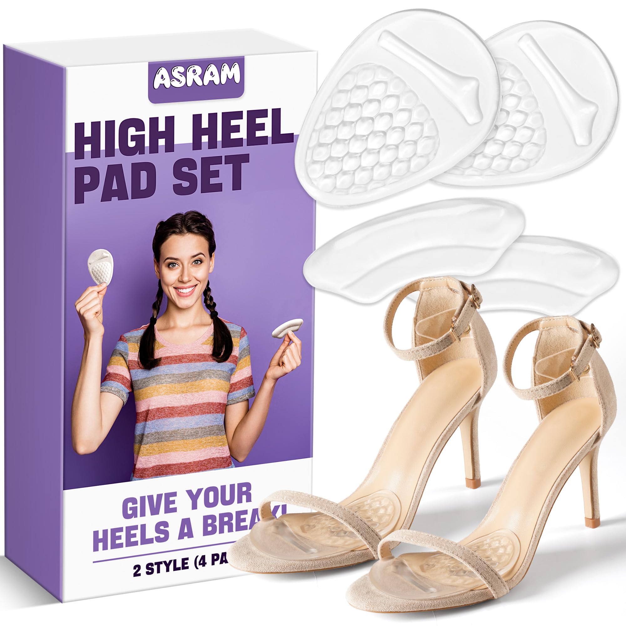 Ball of Foot Cushions,Metatarsal Pads,Reusable High Heel Inserts Best for Prevent Blisters and Sliping,Metatarsal Foot Pain Relief,for All Day Pain