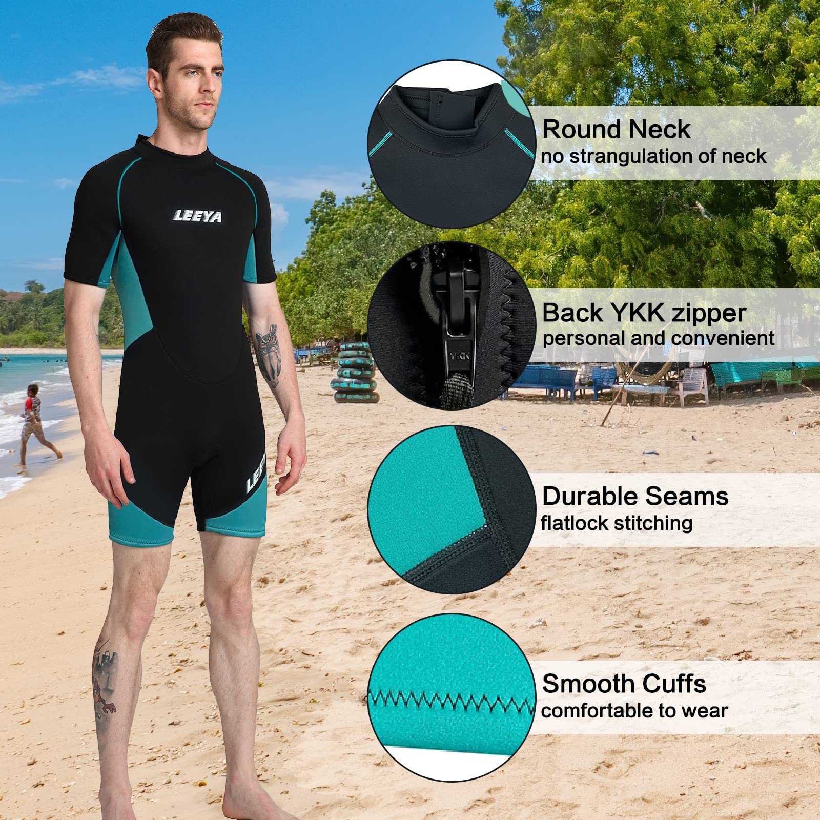 Traje Neopreno Hombre, 3mm Traje de Buceo Ultra Elástico con Cremallera Trasera, Una Pieza Wetsuit Térmico Protección UV para Snorkel Buceo Natación Surf Esnórquel,5XL
