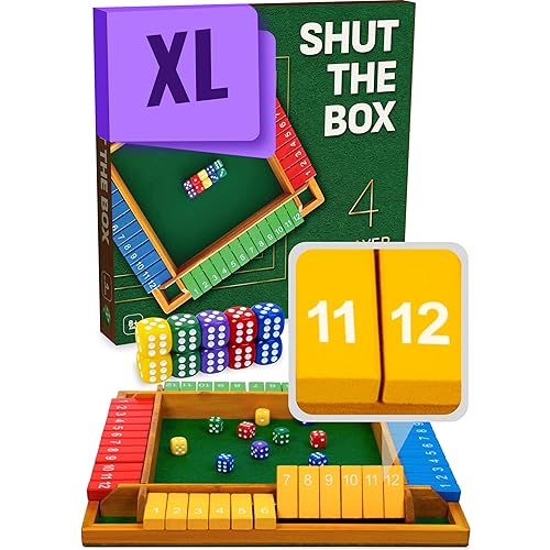 Large Shut The Box Game Wooden for 4 Players -