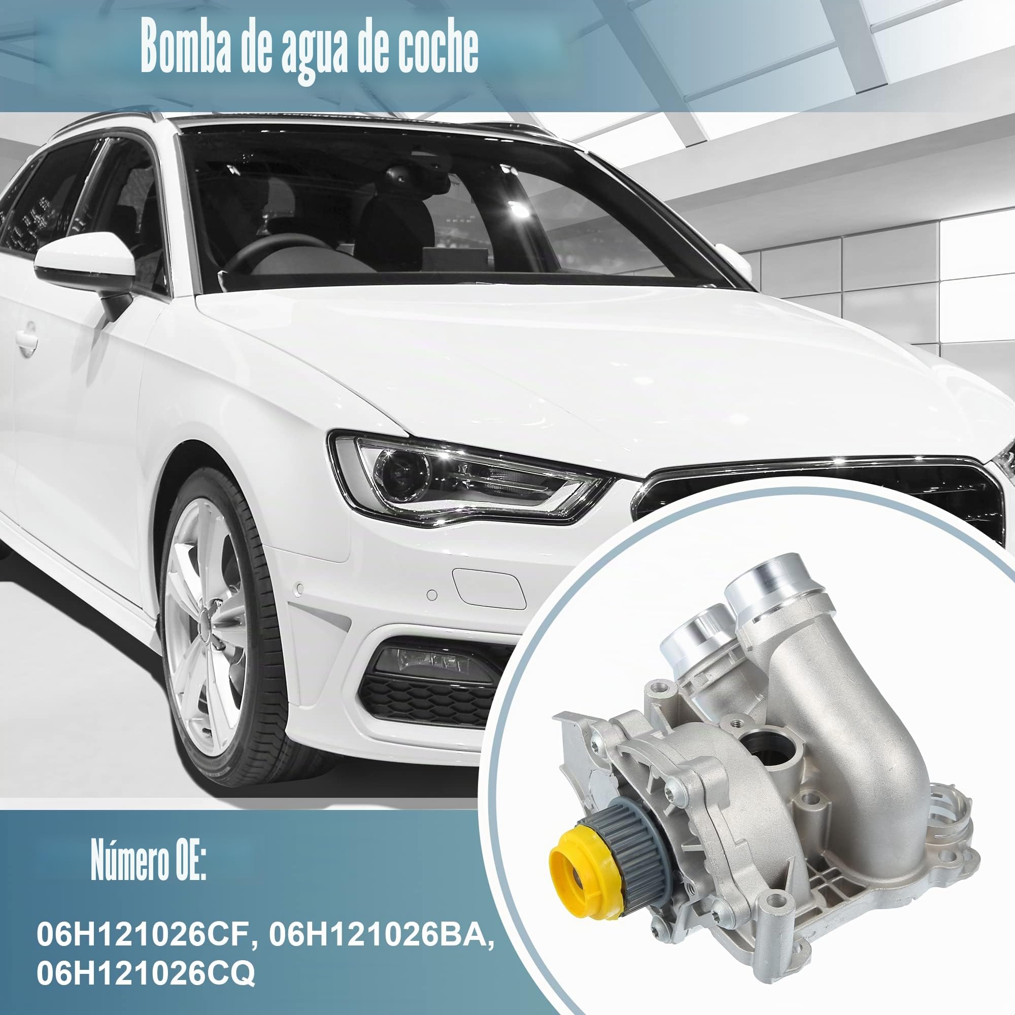 X AUTOHAUX Bomba De Agua De Repuesto Para Audi A4 B8 07-16 1pc | Color Plateado, Material Metal, Tamaño 18.9x17.6x12.6cm, OE 06H121026CF/BA/CQ, Para Audi A4 2007-2016, Para Audi A5 2007-2017
