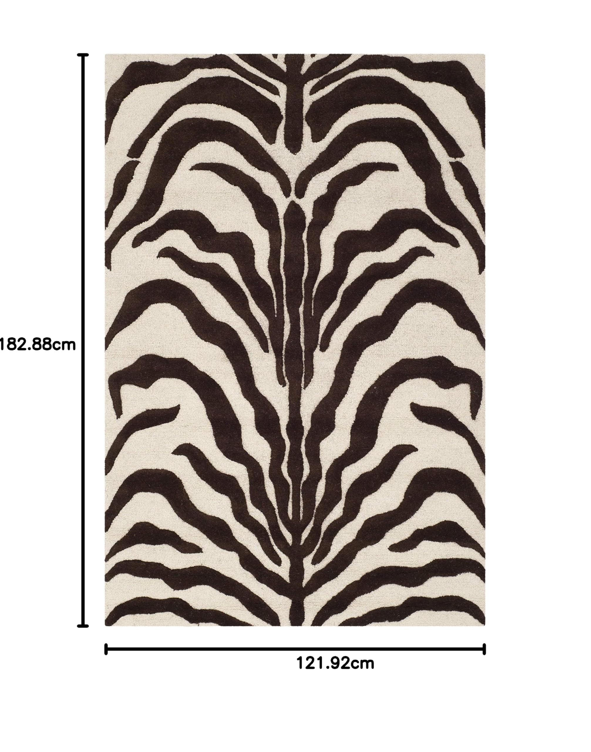 SAFAVIEH Zebra Teppich für Wohnzimmer, Esszimmer, Schlafzimmer - Cambridge Collection, Kurzer Flor, Elfenbein und Braun, 122 X 183 cm